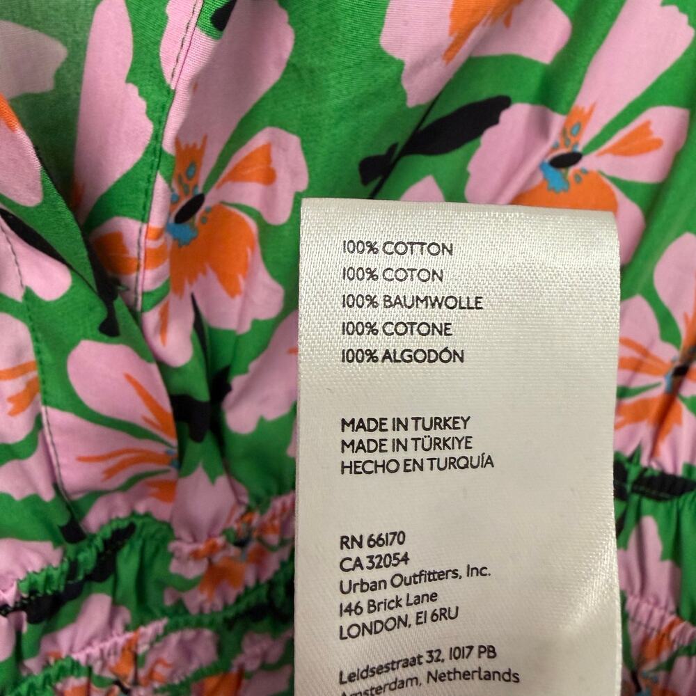 By Anthropologie The Somerset Mini Dress Green Pink Orange Floral Size XL Petite - Picture 7 of 8